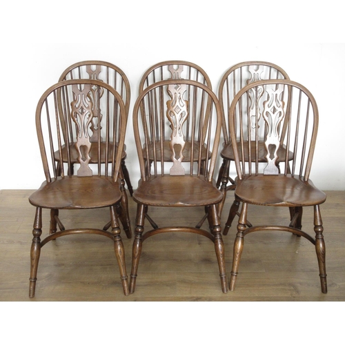 398 - An oak refectory style Dining Table with cleated top and six elm Dining Chairs, 5ft x 2ft 6in