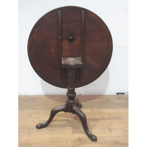 423 - A 19th Century mahogany Pillar Table with turned column and tripod base, 2ft 7in diameter.