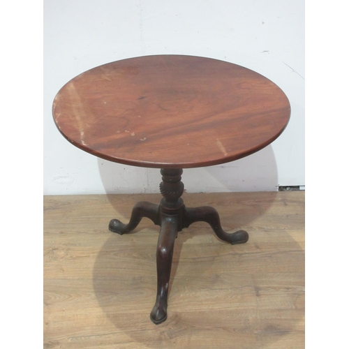 423 - A 19th Century mahogany Pillar Table with turned column and tripod base, 2ft 7in diameter.