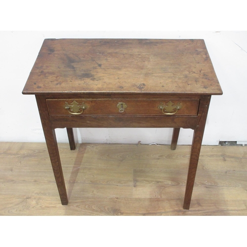 427 - An 18th Century oak and elm Side Table fitted frieze drawer on squared supports 2ft 4in W.