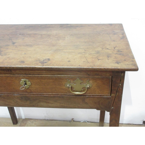 427 - An 18th Century oak and elm Side Table fitted frieze drawer on squared supports 2ft 4in W.