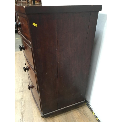 440 - A 19th Century mahogany bow front Chest of two short and three long drawers on casters 3ft 5in W A/F... 