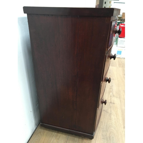 440 - A 19th Century mahogany bow front Chest of two short and three long drawers on casters 3ft 5in W A/F... 