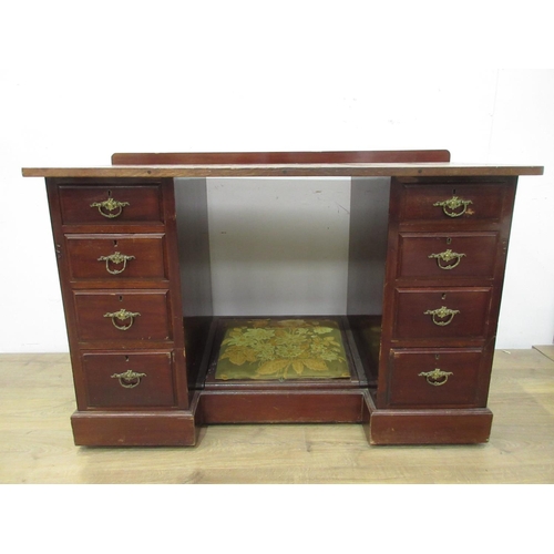 477 - A mahogany Pedestal Desk fitted eight drawers on plinth base 4ft 4in W.