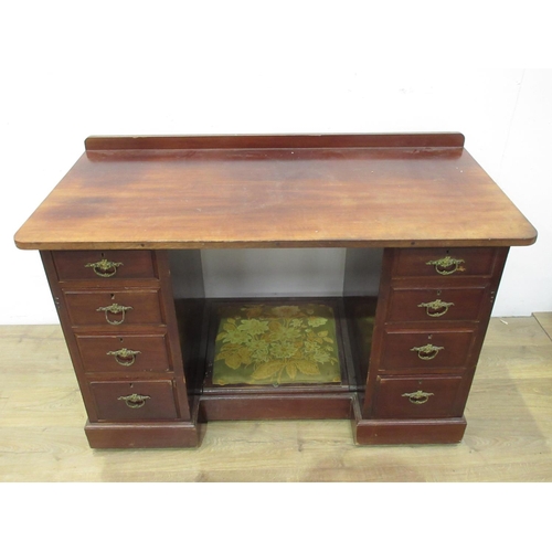 477 - A mahogany Pedestal Desk fitted eight drawers on plinth base 4ft 4in W.