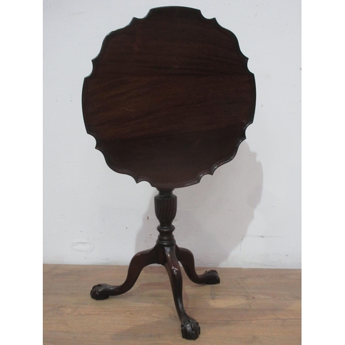 492 - A mahogany tilt top Table with piecrust top and tripod base 2ft diameter.