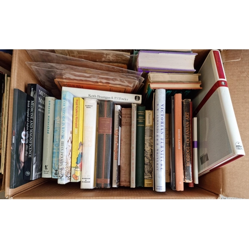 505 - Five boxes of Books including six Harry Potter, cookery books, art related books, villages of Britai... 