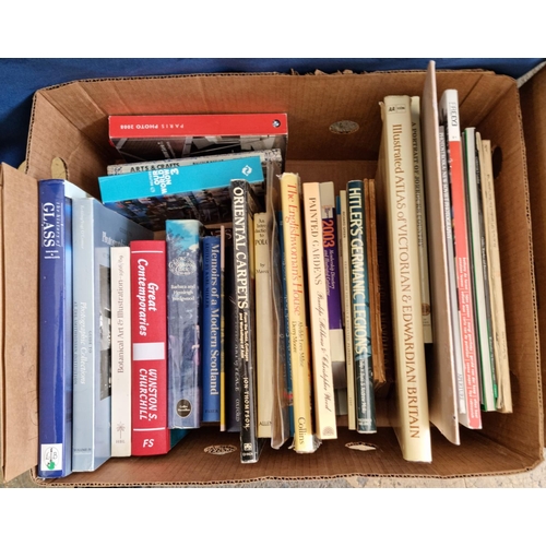 505 - Five boxes of Books including six Harry Potter, cookery books, art related books, villages of Britai... 