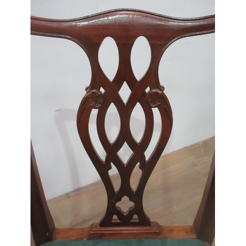 545 - A set of ten Georgian style Dining Chairs with pierced splat backs.