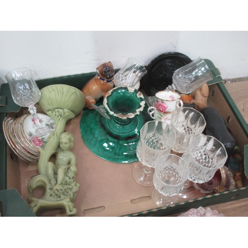 560 - A quantity of China and Glass including a large copper lustre Jug A/F, a Beswick Fox A/F, Figures, e... 