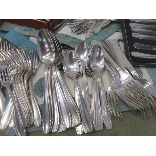 576 - A pair of plated Fish Servers, Cameras, Stamps, Tea Knives, plated Cutlery, Microscope, First Day Co... 