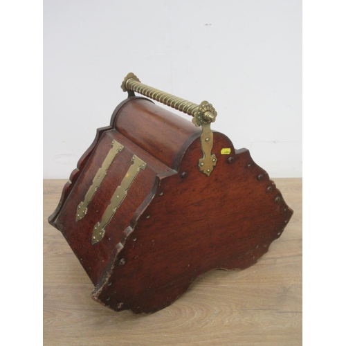 581 - A Victorian brass mounted Coal Box with brass shovel.