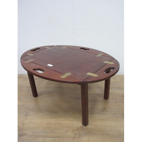 606 - A reproduction mahogany and brass fitted Butler's Tray on Stand 2ft 4in.