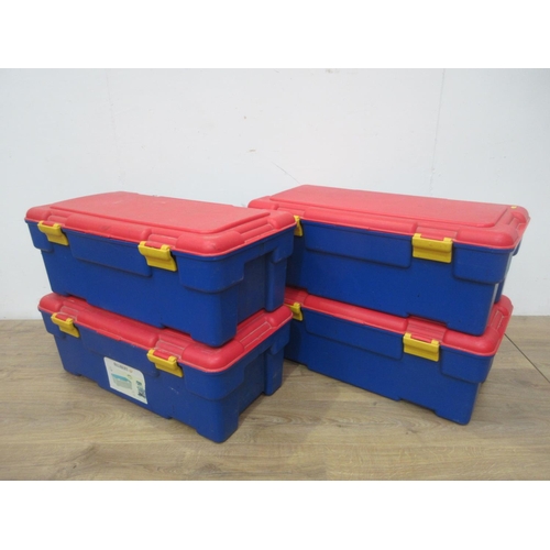 607 - Four large plastic Storage Boxes 2ft 8in W.