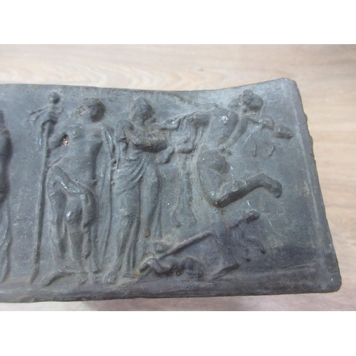 646 - A square lead Planter with friezes of merrymakers, 9in square.