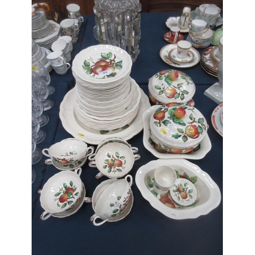 674 - A Copeland Spode part Breakfast and Dinner Service decorated apples and leaves.