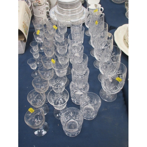 675 - A quantity of Glasses including Tumblers, Wines, Sherries, etc.