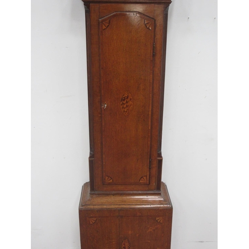 87 - A 19th Century oak Longcase Clock with arched brass dial, the silvered chapter ring inscribed Pullar... 