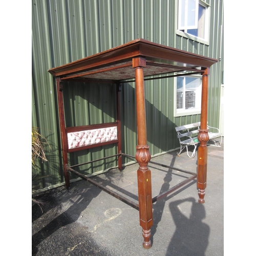 89 - A Victorian mahogany and elm half-tester Bed with turned and carved front posts, 4 ft 7 in W approx.