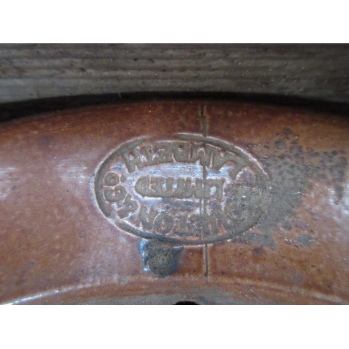 97 - A stoneware Barrel in a wooden crate, 22in H overall