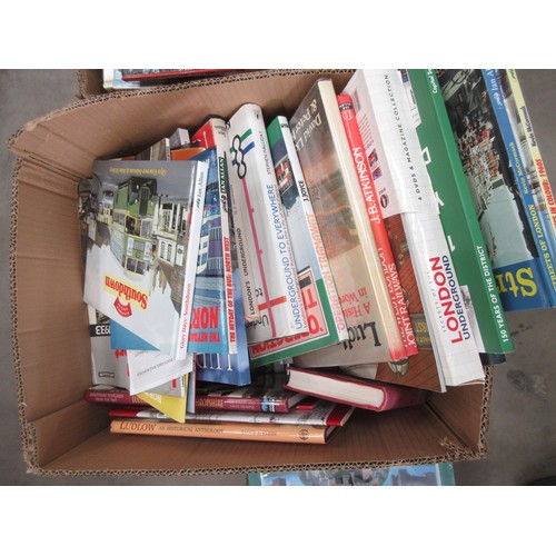 443 - Five boxes of Books mostly relating to buses including some jigsaw puzzles and photographs of buses.