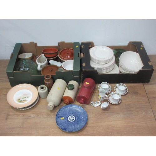 622 - Three boxes including stoneware Water Bottles, Kitchenware and Plates.