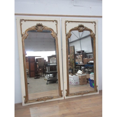 588 - A pair of large Wall Mirrors with raised gilt framing 7ft H x 3ft 5in W.