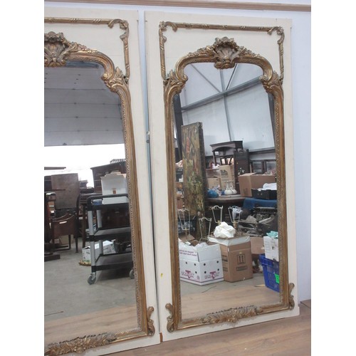 588 - A pair of large Wall Mirrors with raised gilt framing 7ft H x 3ft 5in W.