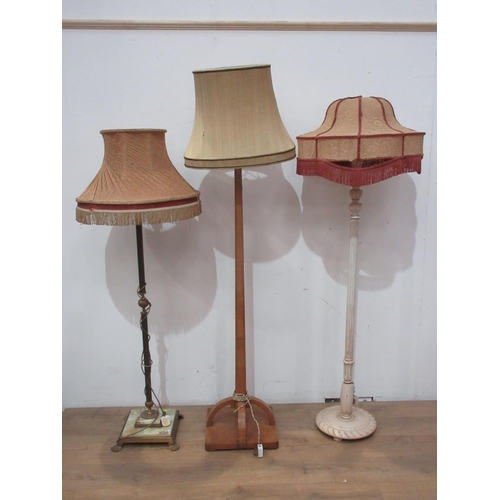 420 - An Art Deco style Standard Lamp and shade with square tapered column and a white painted Standard La... 