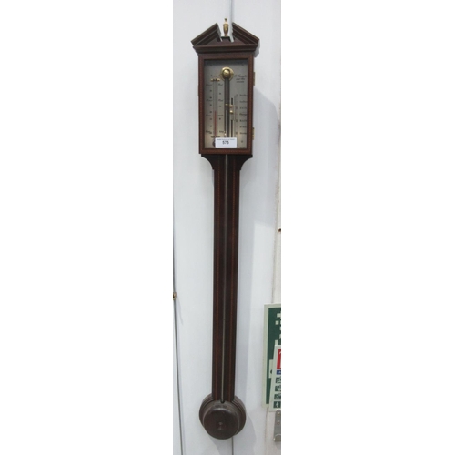 575 - A reproduction Comitti Stick Barometer with chequered inlay.