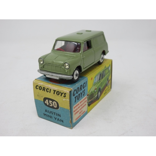 103 - A boxed Corgi Toys No.450 metallic green Austin Mini Van