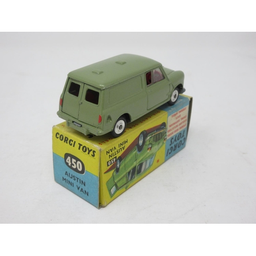 103 - A boxed Corgi Toys No.450 metallic green Austin Mini Van