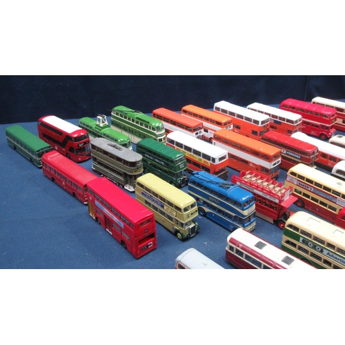 117 - A box of modern unboxed diecast Trams and Buses