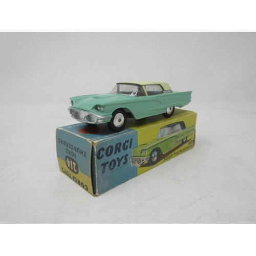 134 - A boxed Corgi Toys No.214 green and cream Ford Thunderbird