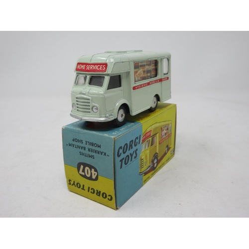 138 - A boxed Corgi Toys No.407 Smiths Karrier Bantam Mobile Shop