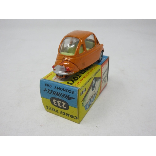 139 - A boxed Corgi Toys No.233 orange Heinkel Economy Car