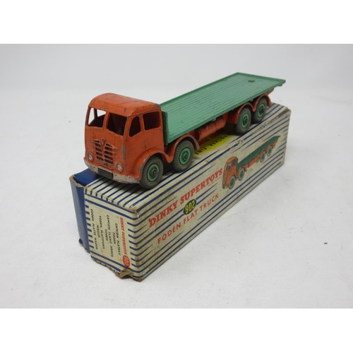 162 - A boxed Dinky Supertoys No.902 Foden Flat Truck with orange cab and green body