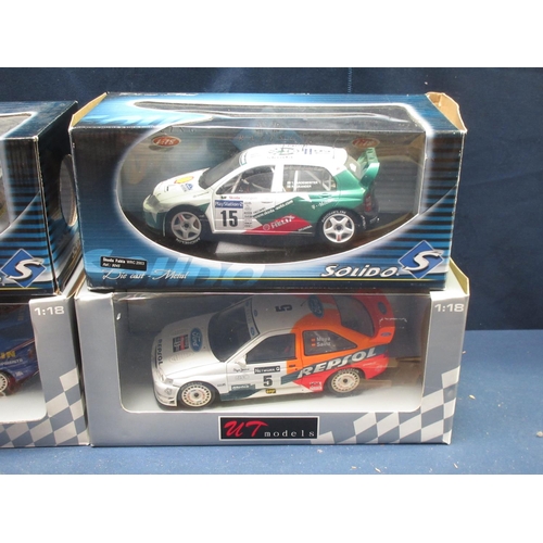 165 - Six boxed UT, Auto Art, Maisto and Solido 1/18 scale Rally Cars including Skoda Fabia WRC 2003, Peug... 