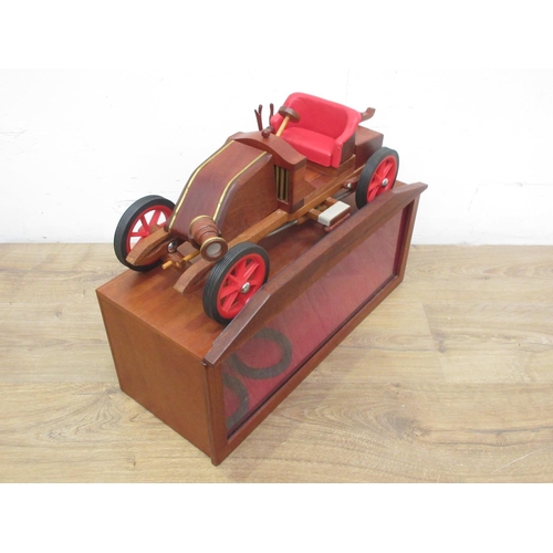 172 - A wooden scratch built model of a Renault Vintage Car by Richard Blizzard 1ft 7in L in a wooden case