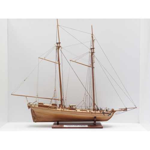 173 - A scratch built wooden model of a two masted Sailing Boat 'Dallas 1815' 2ft 4in L x 1ft 10in H in wh... 