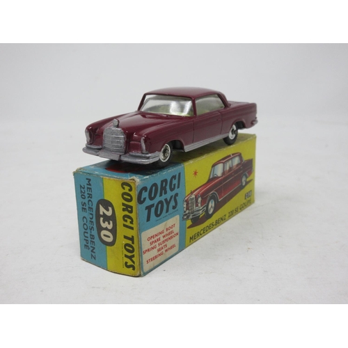 200 - A boxed Corgi Toys No.230 red Mercedes 220SE with spare tyre only