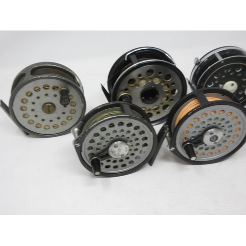 309 - Six Fly Reels including Sharpes 'The Gordon' 3 3/4in, J.W. Young and Sons 'Beaudex', Intrepid Gearfl... 