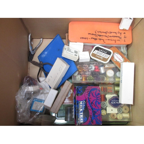 314 - A box of Fly-Tying materials including Hooks, Twine, Spinners, etc