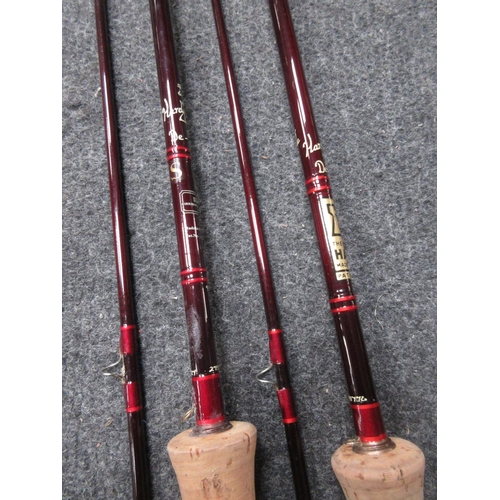 362 - Seven Fishing Rods including two Hardy Graphite De-luxe 9ft Fly Rods in blue cloth bag, an Abu Atlan... 