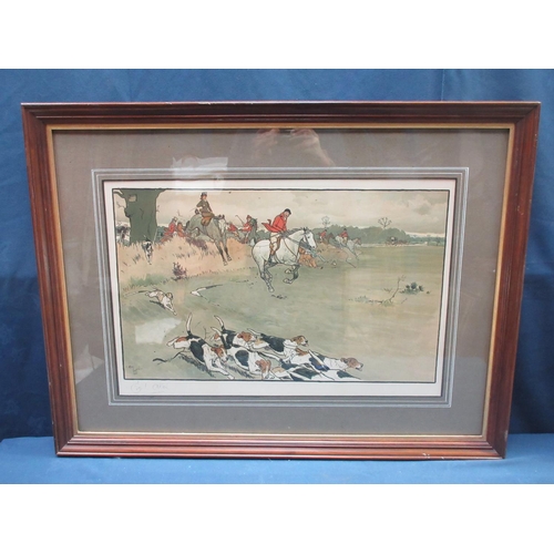 385 - AFTER CECIL ALDIN; four framed Hunting Prints pencil signed to margin 35in W x 26 1/2in H