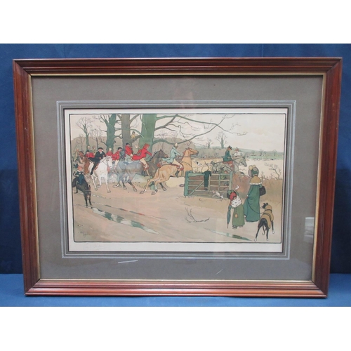 385 - AFTER CECIL ALDIN; four framed Hunting Prints pencil signed to margin 35in W x 26 1/2in H