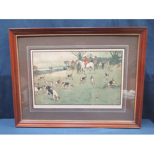 385 - AFTER CECIL ALDIN; four framed Hunting Prints pencil signed to margin 35in W x 26 1/2in H