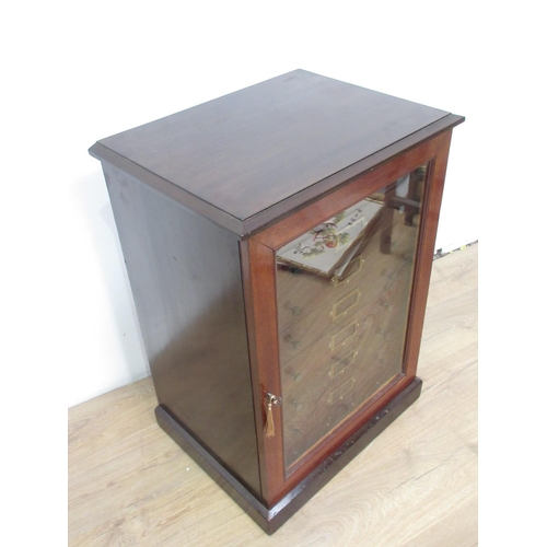 422 - An Edwardian mahogany Collector's Cabinet fitted single glazed door enclosing eight drawers with key... 