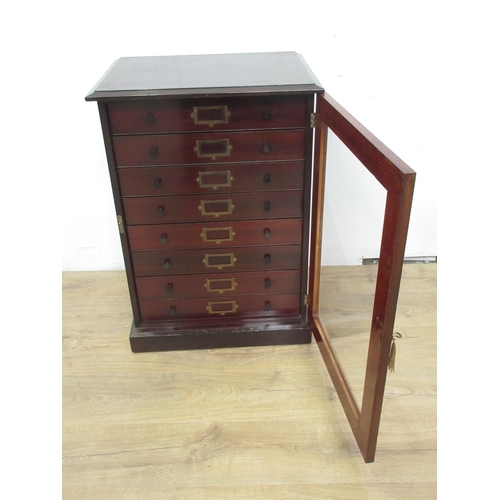 422 - An Edwardian mahogany Collector's Cabinet fitted single glazed door enclosing eight drawers with key... 