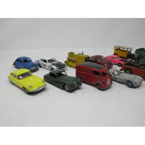 69 - An unboxed Corgi Toys Jaguar E-Type, a Dinky Toys No.120 Jaguar XK, an unboxed Dinky Toys No.110 Ast... 